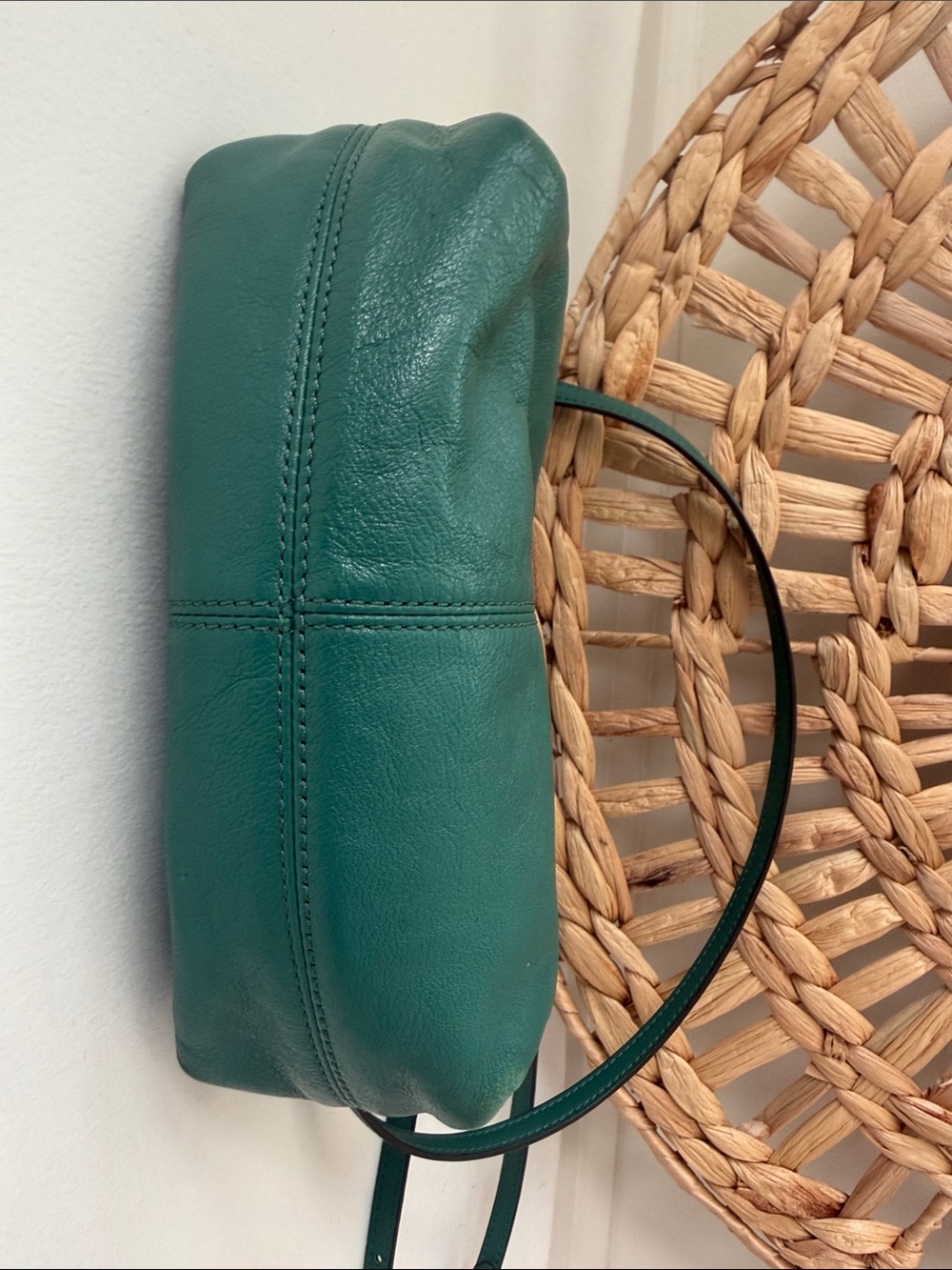 Coach Turquoise Leather Crossbody Bag Adjustable Strap Teal Purse - Picture 4 of 5